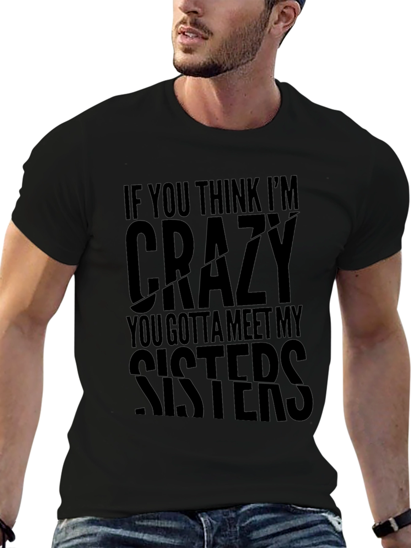 Funny Crazy Sisters Graphic Novelty T-Shirt
