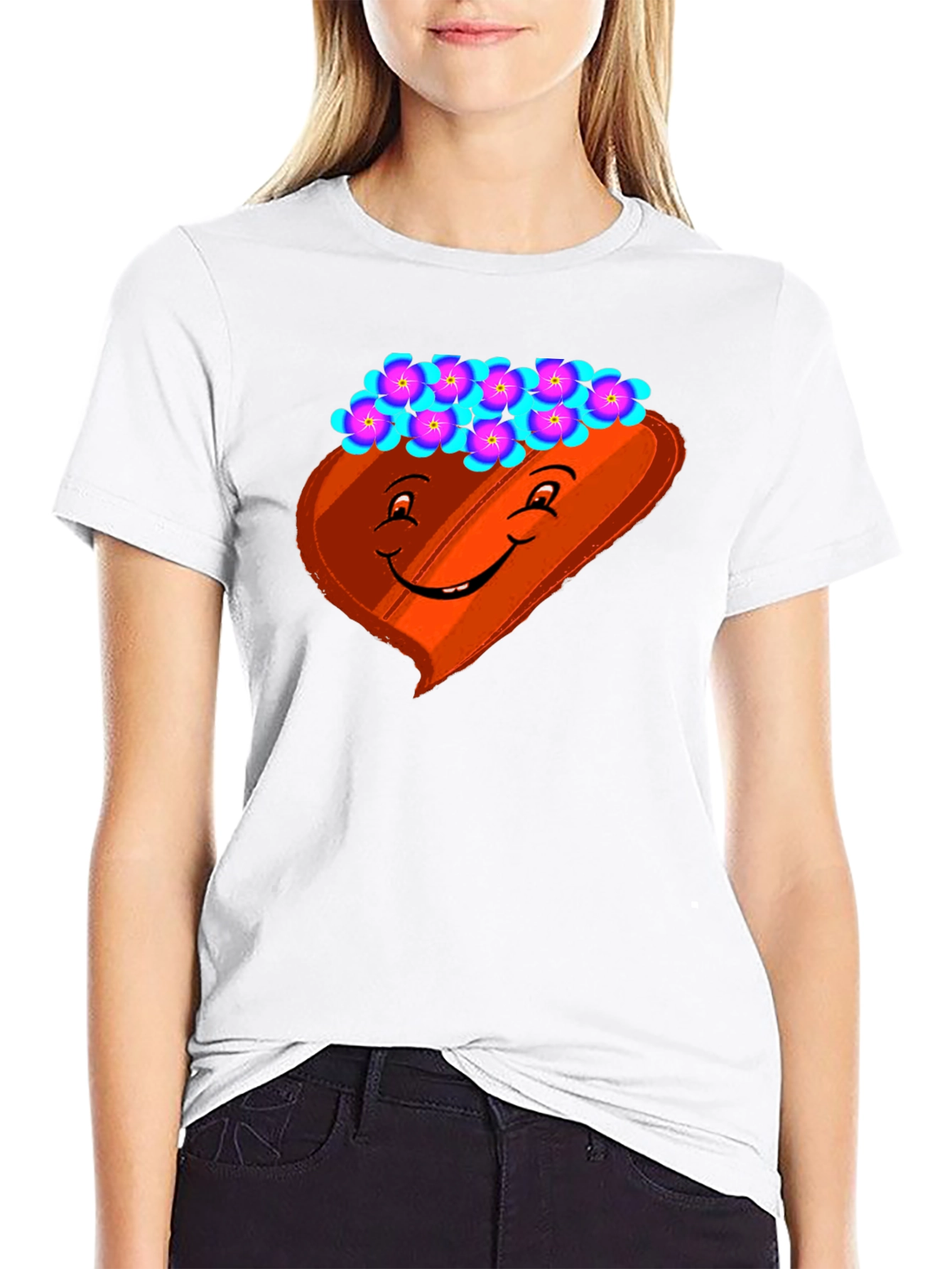 Novelty T-Shirt with Smiling Character Graphic