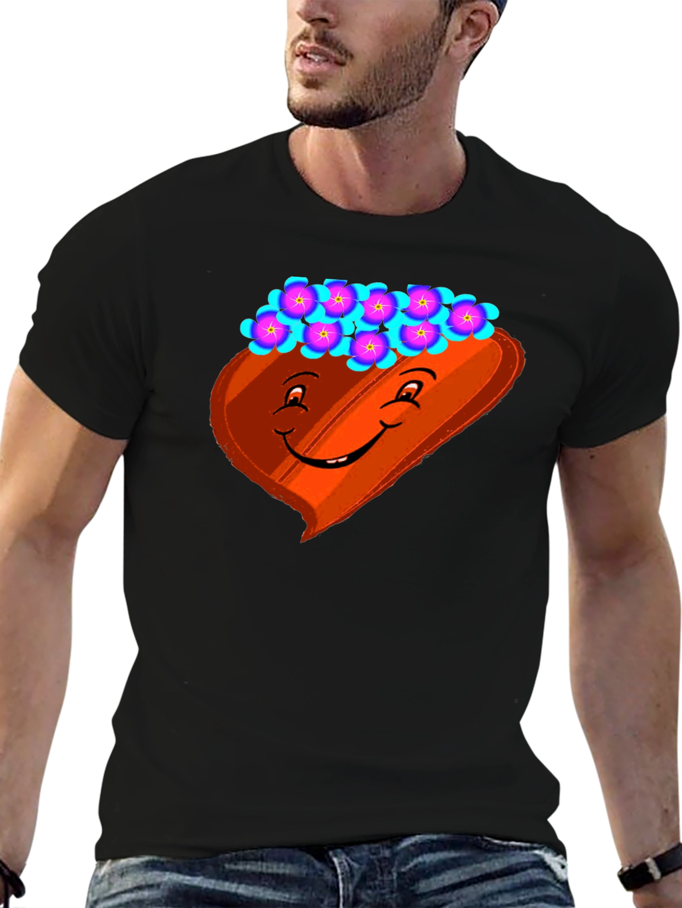 Novelty T-Shirt with Smiling Character Graphic