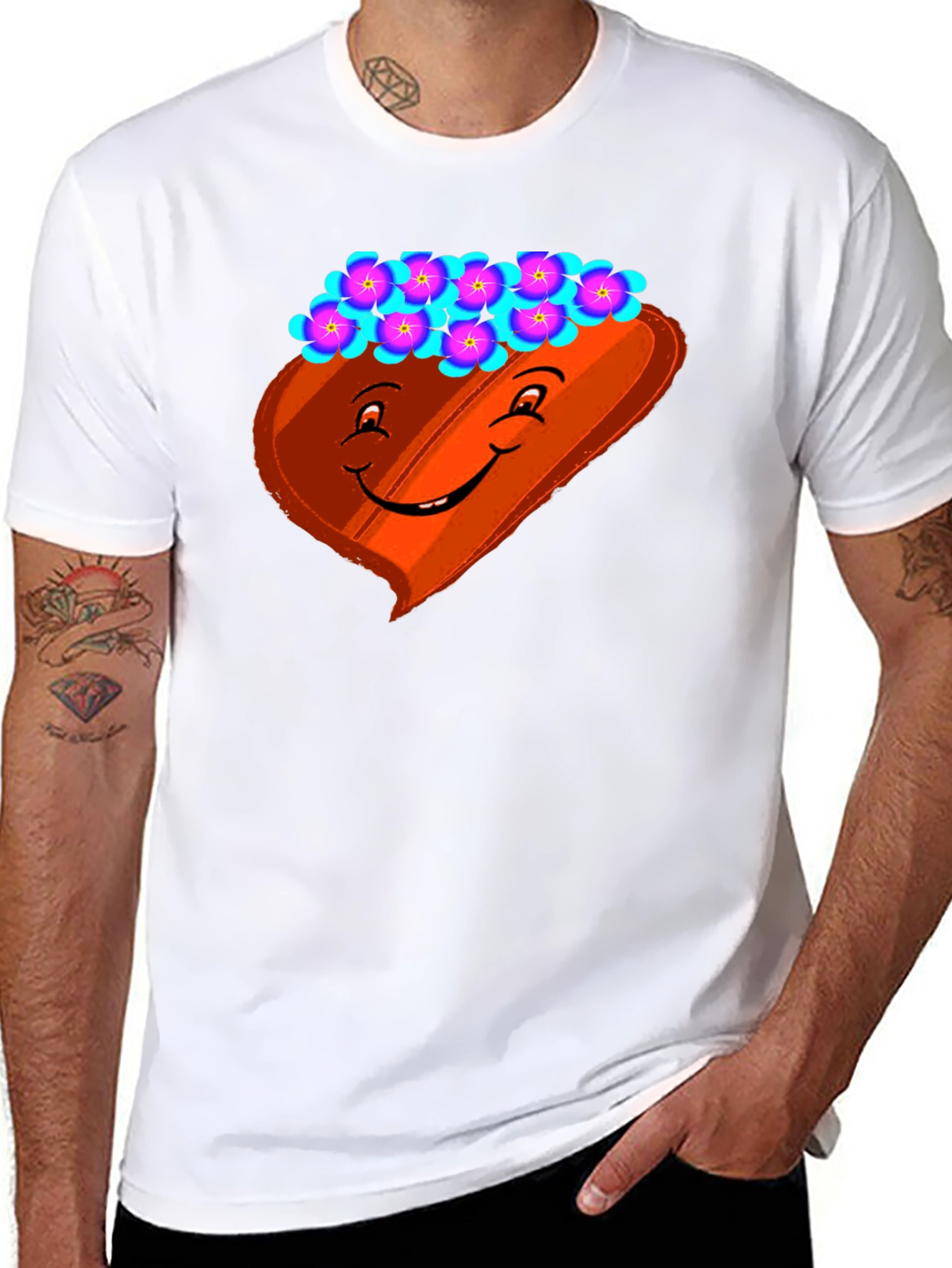Novelty T-Shirt with Smiling Character Graphic