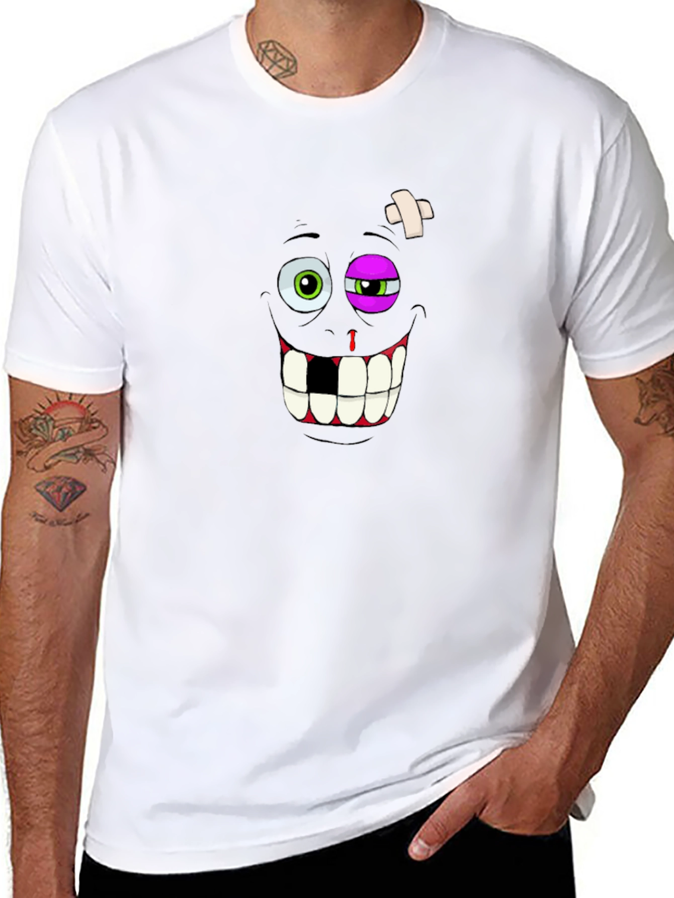 Funny Beaten Up Face Graphic T-Shirt