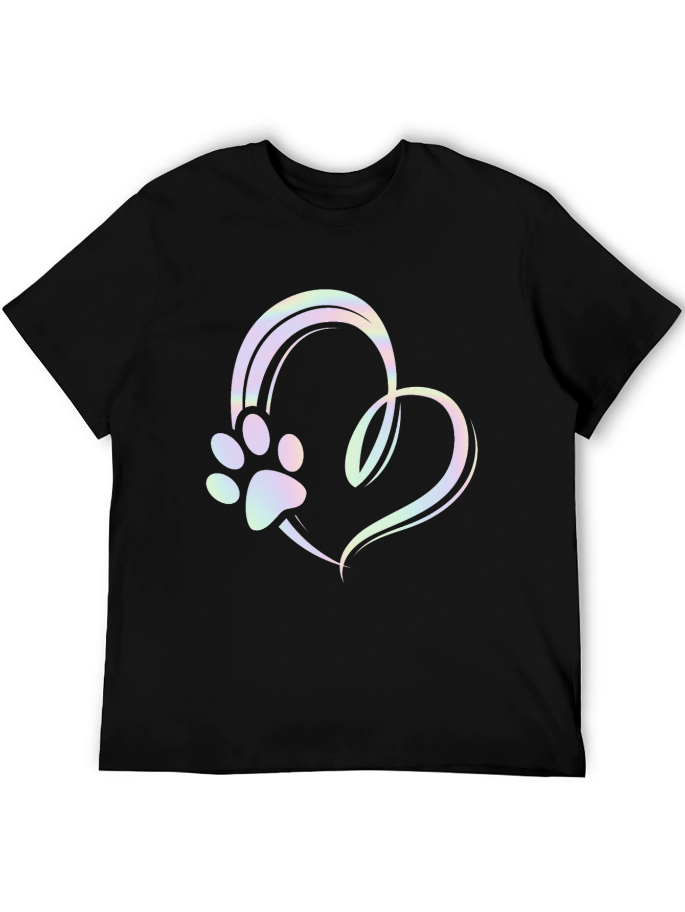 Paw Print Heart Graphic Tee - Unisex Black T-Shirt