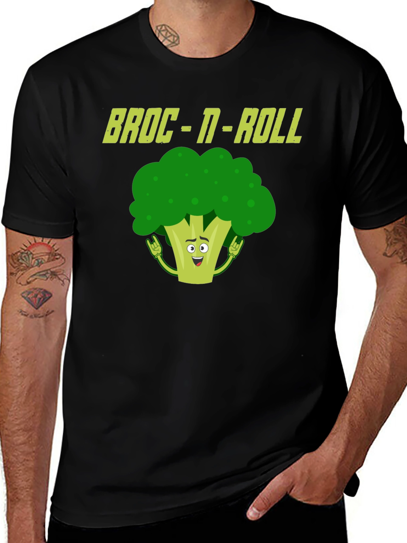 Broc-N-Roll Funny Broccoli Graphic T-Shirt
