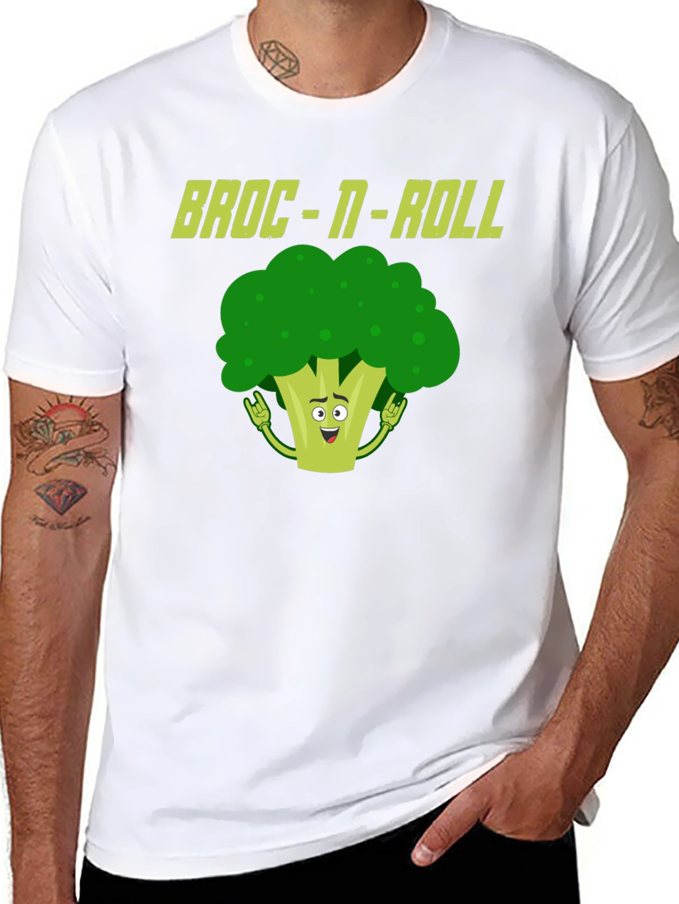 Broc-N-Roll Funny Broccoli Graphic T-Shirt
