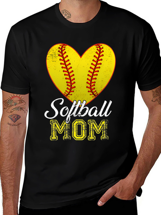 Softball Mom Heart Graphic T-Shirt