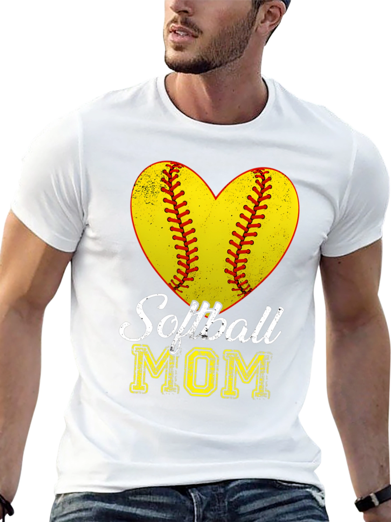 Softball Mom Heart Graphic T-Shirt