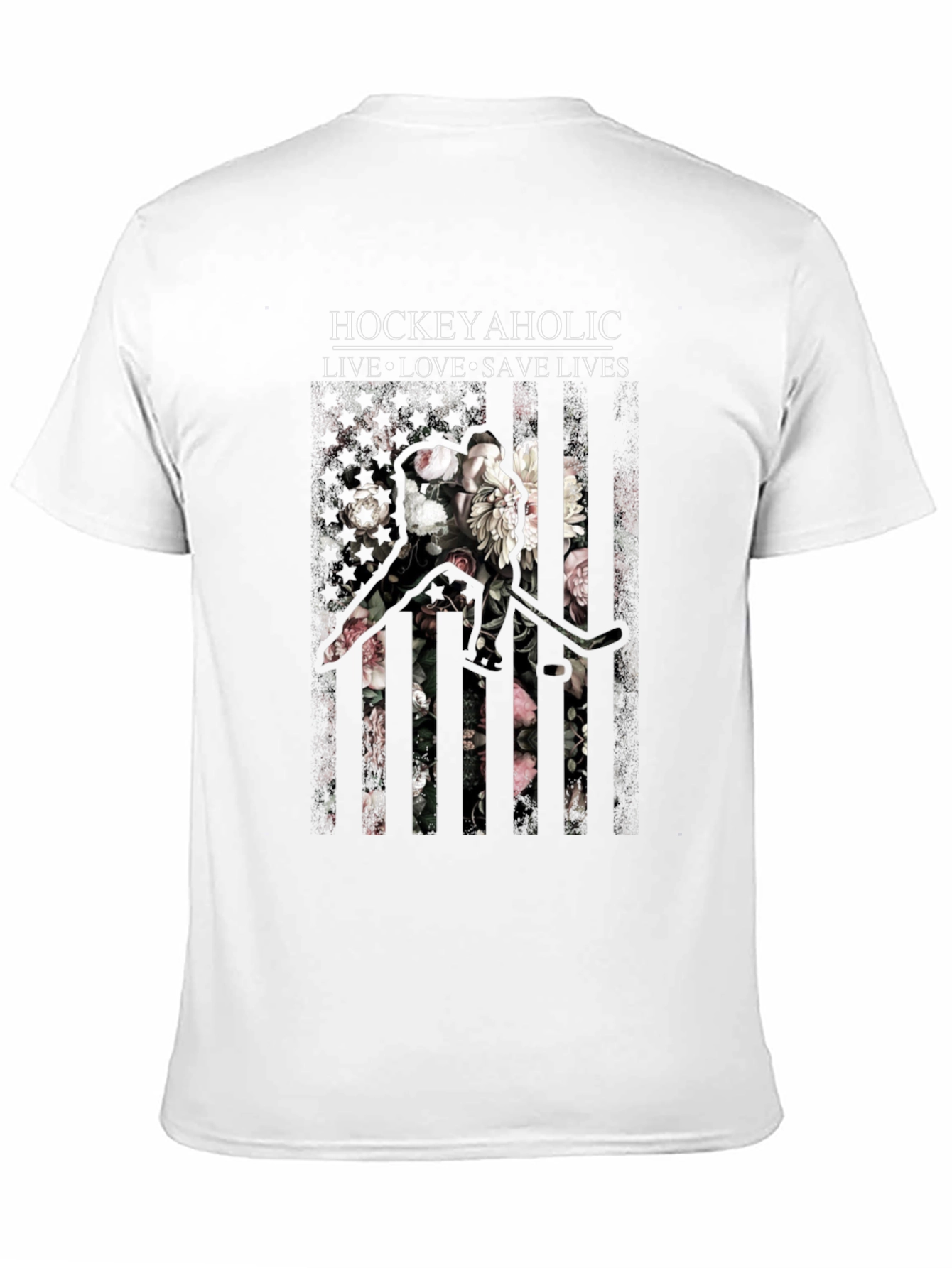 Hockeyaholic Floral Stripe Graphic Tee
