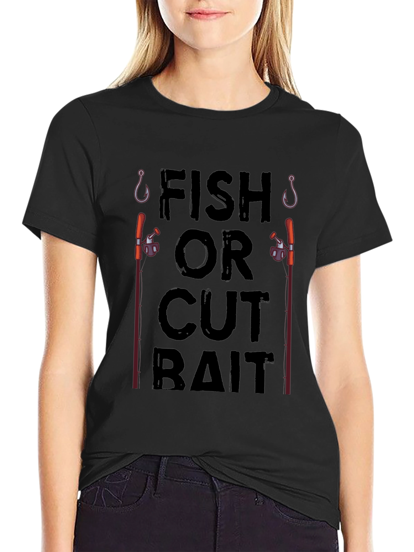Fish or Cut Bait Black Graphic T-Shirt