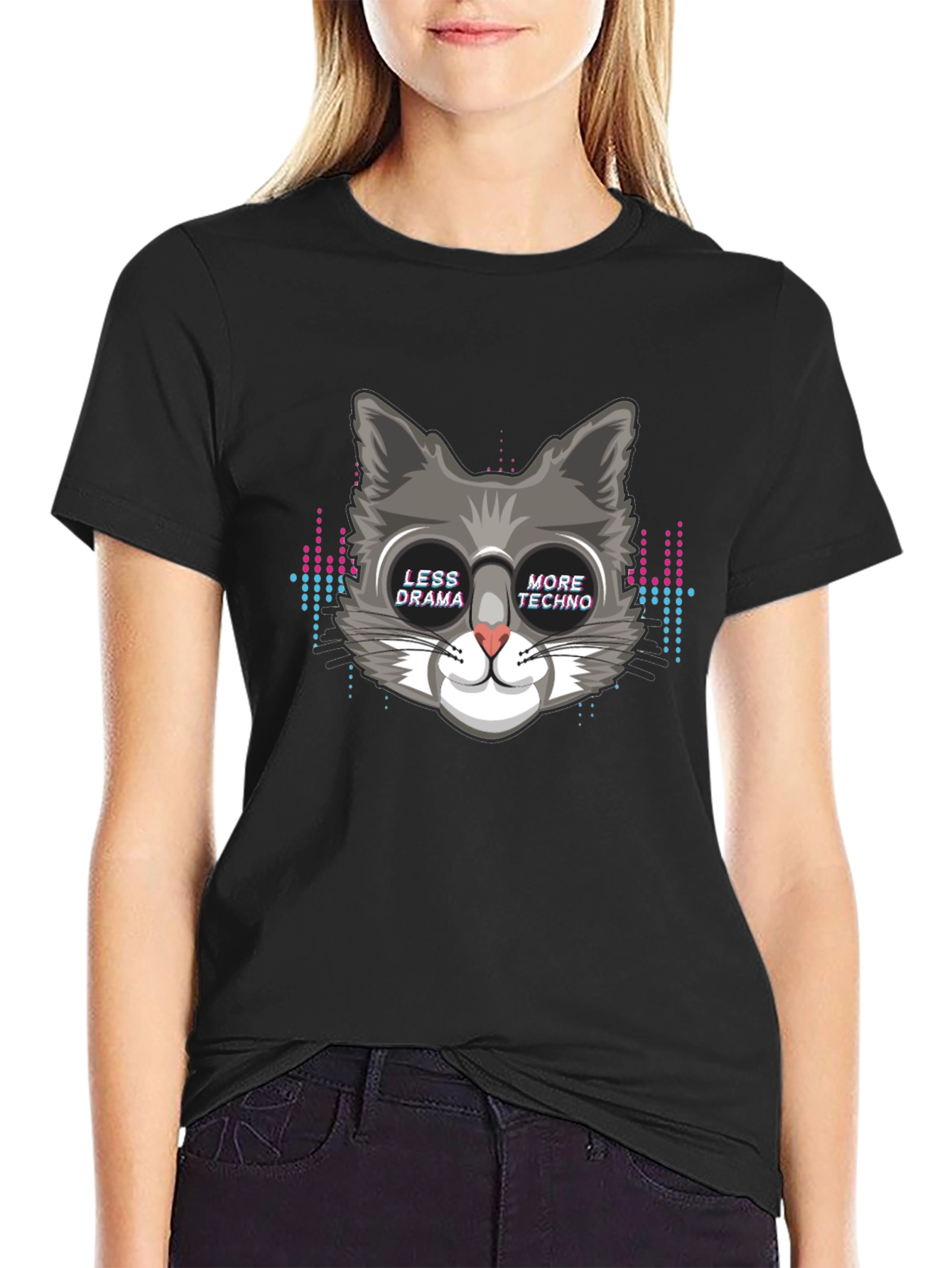 Less Drama More Techno Cat T-Shirt