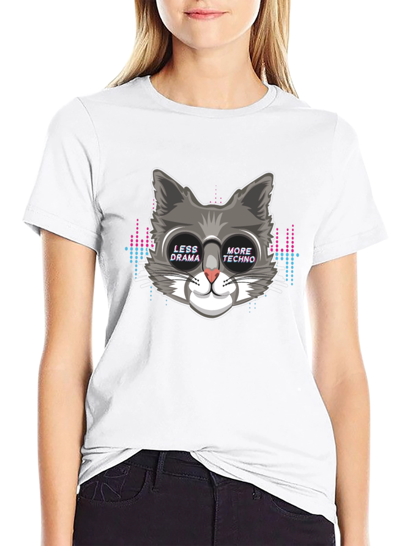 Less Drama More Techno Cat T-Shirt