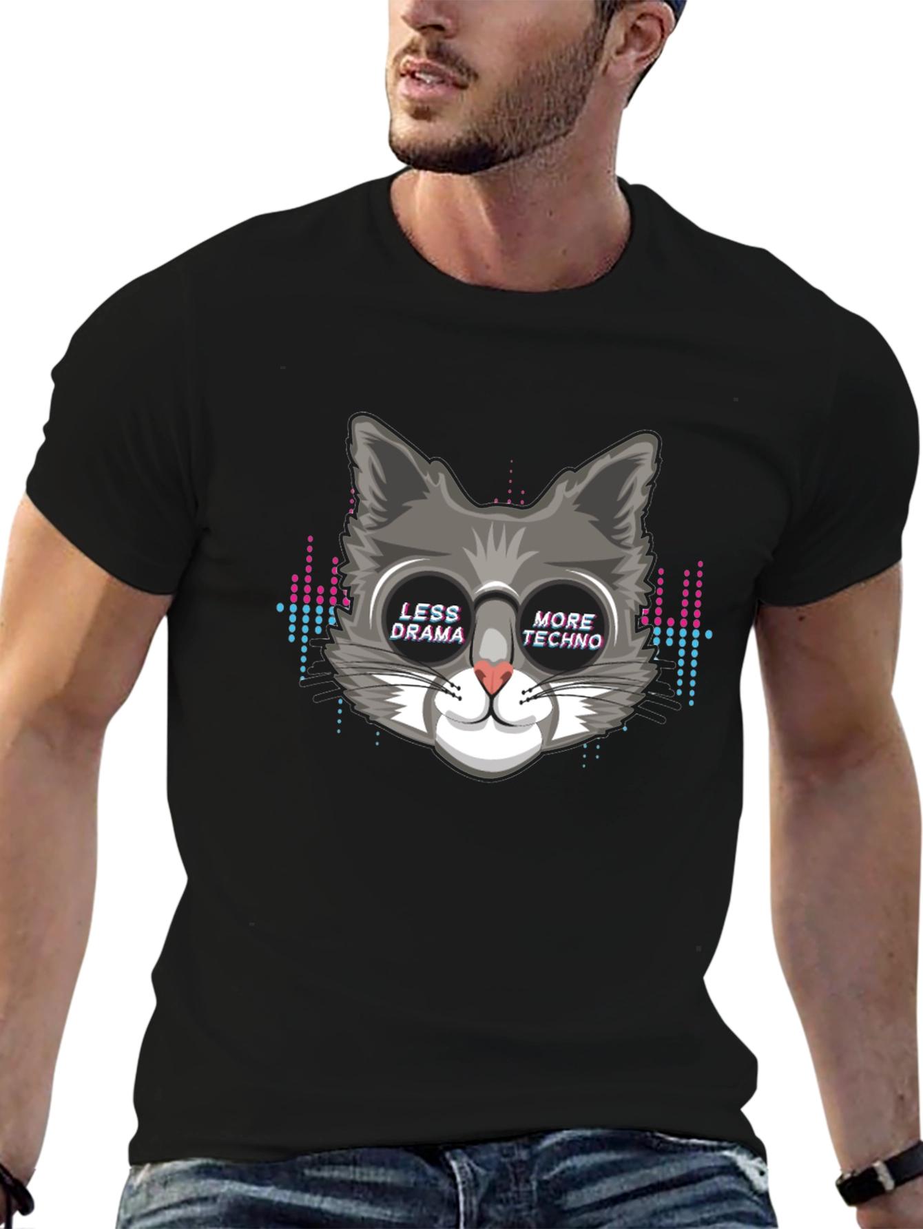 Less Drama More Techno Cat T-Shirt