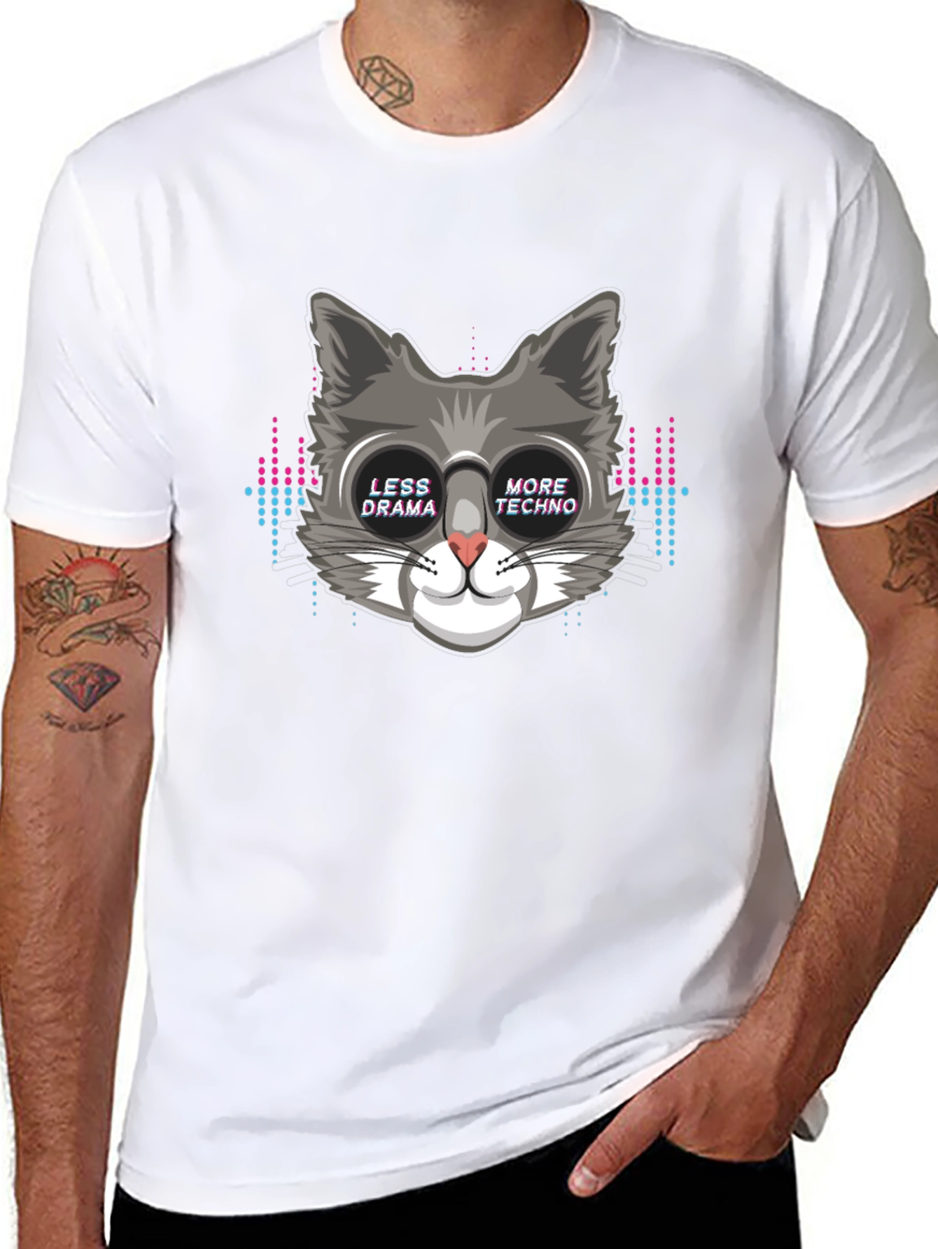 Less Drama More Techno Cat T-Shirt