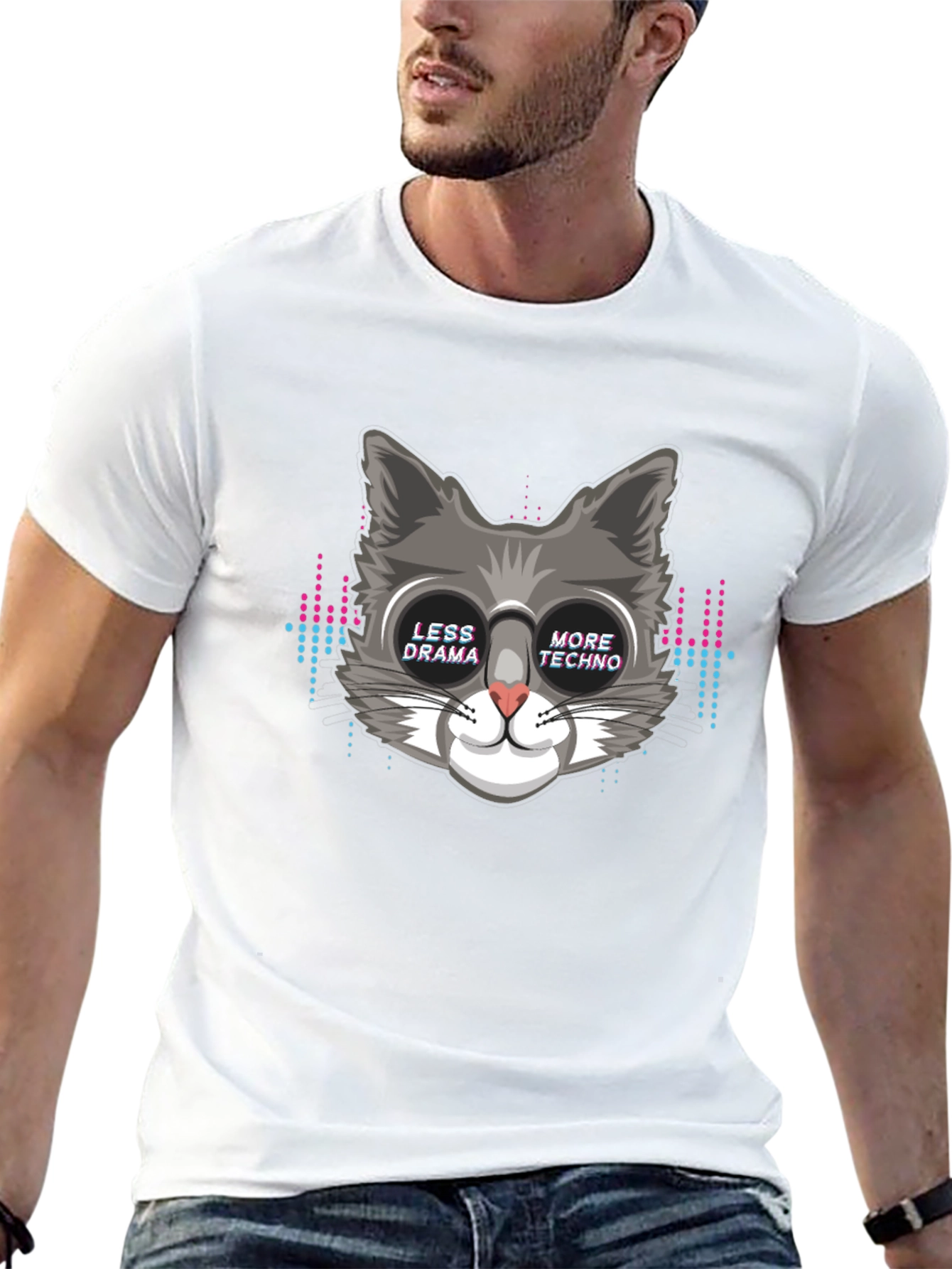 Less Drama More Techno Cat T-Shirt