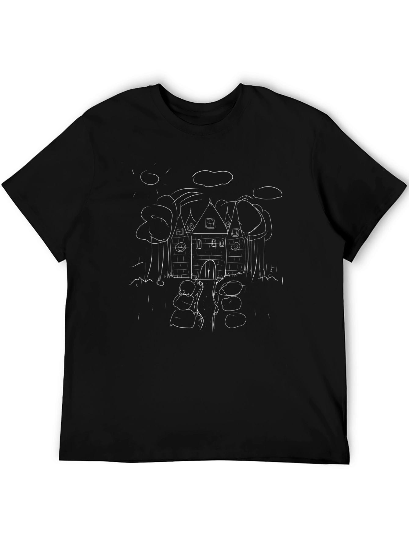 Haunted House Sketch Tee - Eerie & Unique Design