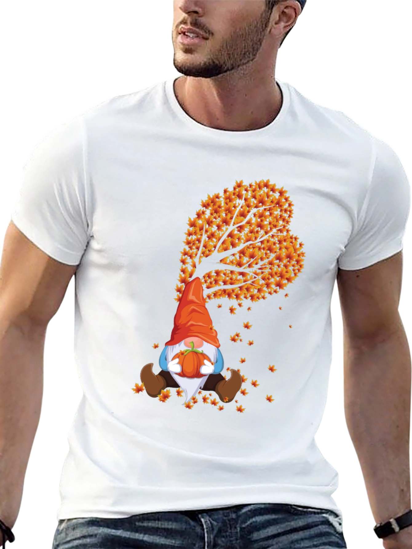 Fall Gnome T-Shirt - Autumn Leaf Design