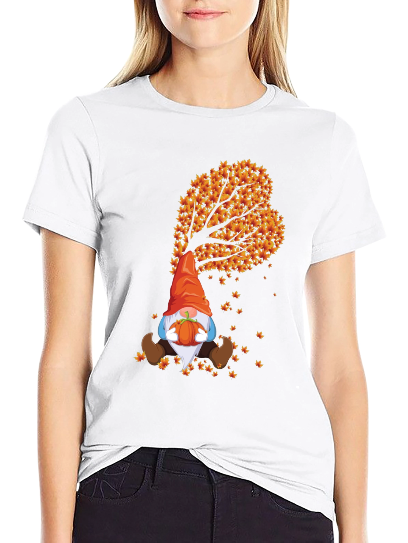 Fall Gnome T-Shirt - Autumn Leaf Design