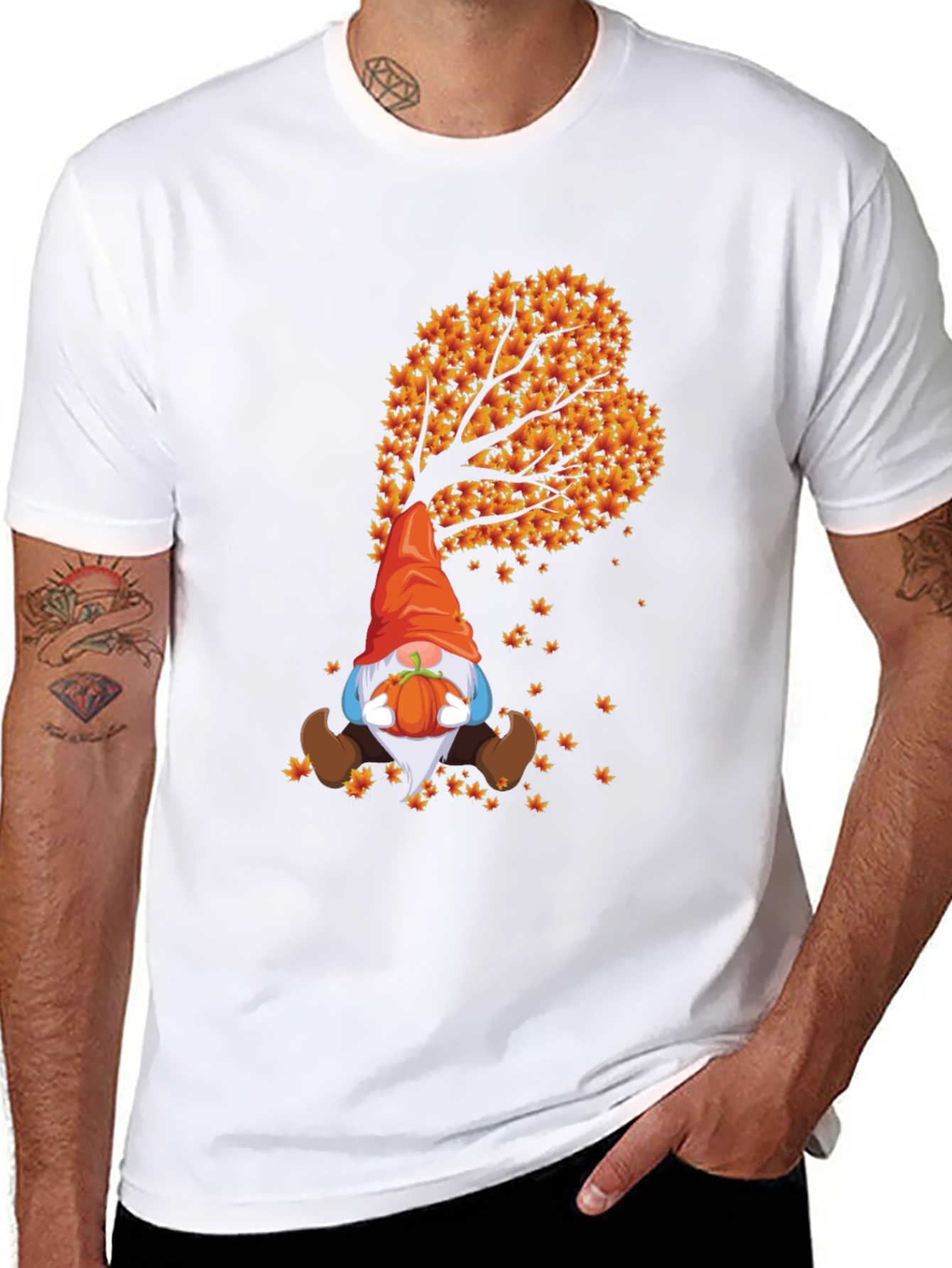 Fall Gnome T-Shirt - Autumn Leaf Design