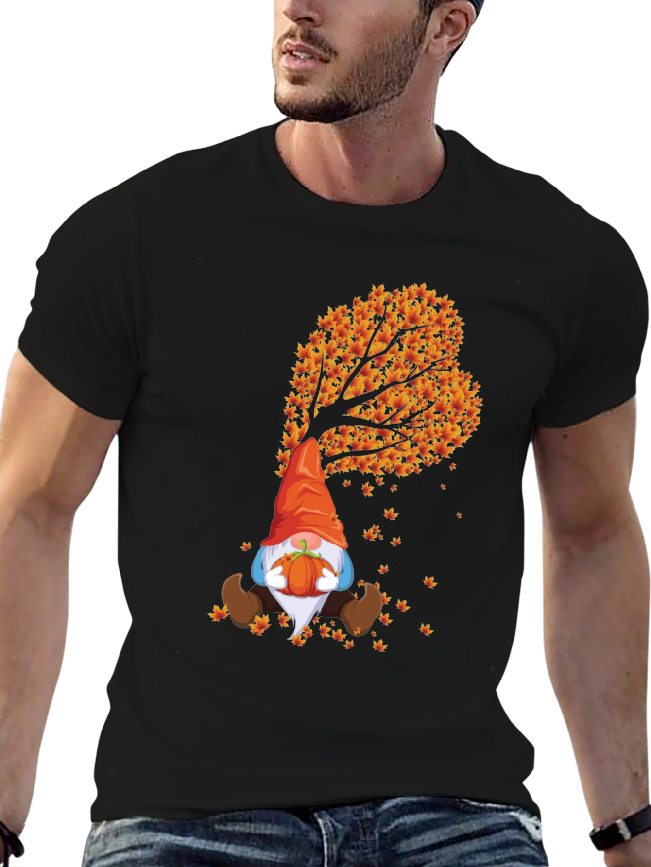 Fall Gnome T-Shirt - Autumn Leaf Design