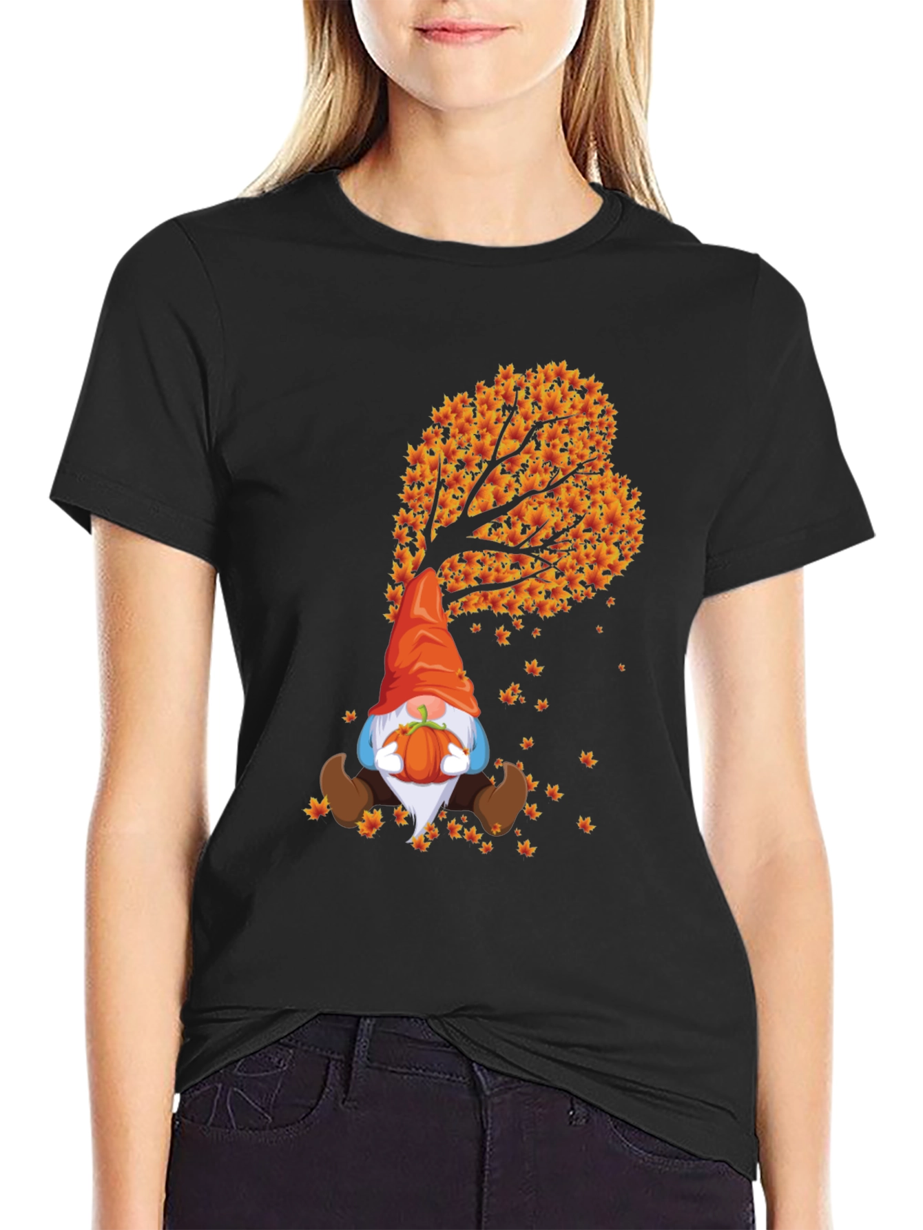 Fall Gnome T-Shirt - Autumn Leaf Design