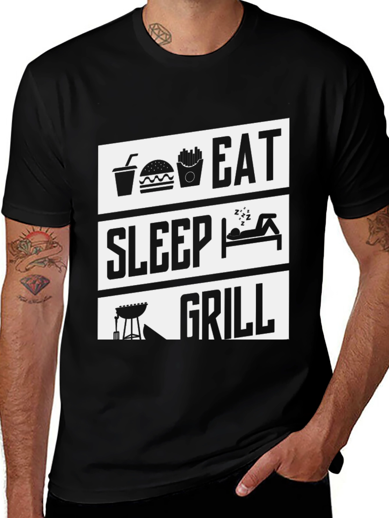 Eat Sleep Grill T-Shirt - BBQ Lover Tee