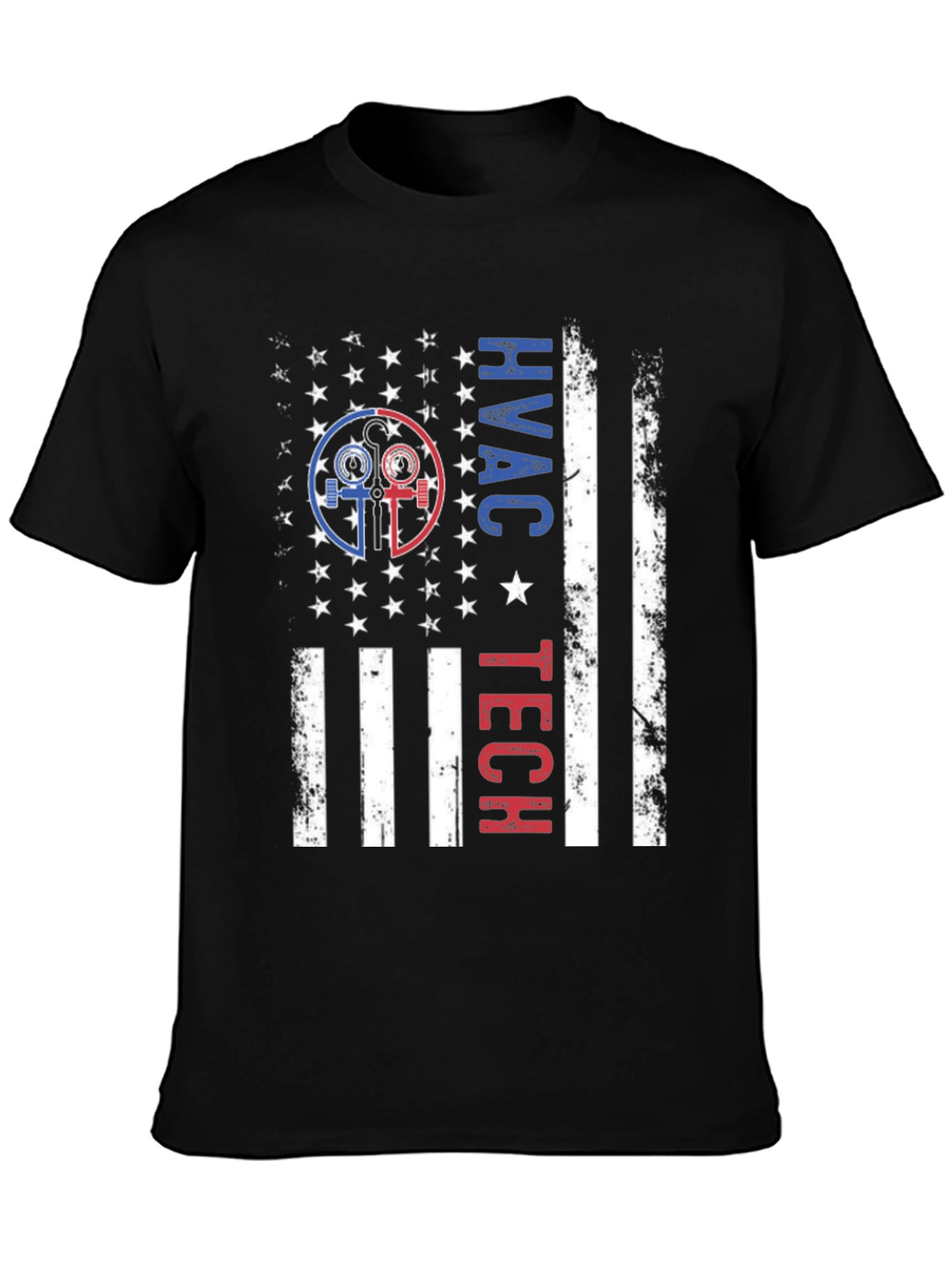 HVAC Tech American Flag Patriotic T-Shirt