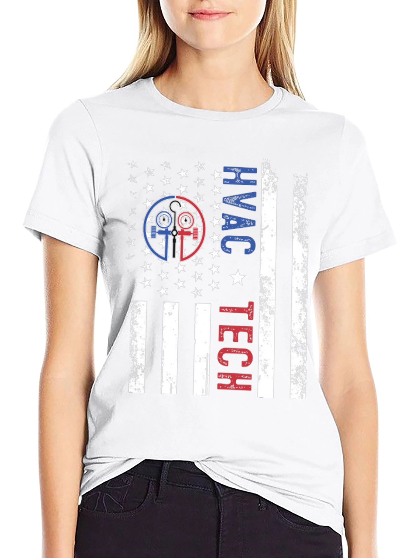 HVAC Tech American Flag Patriotic T-Shirt