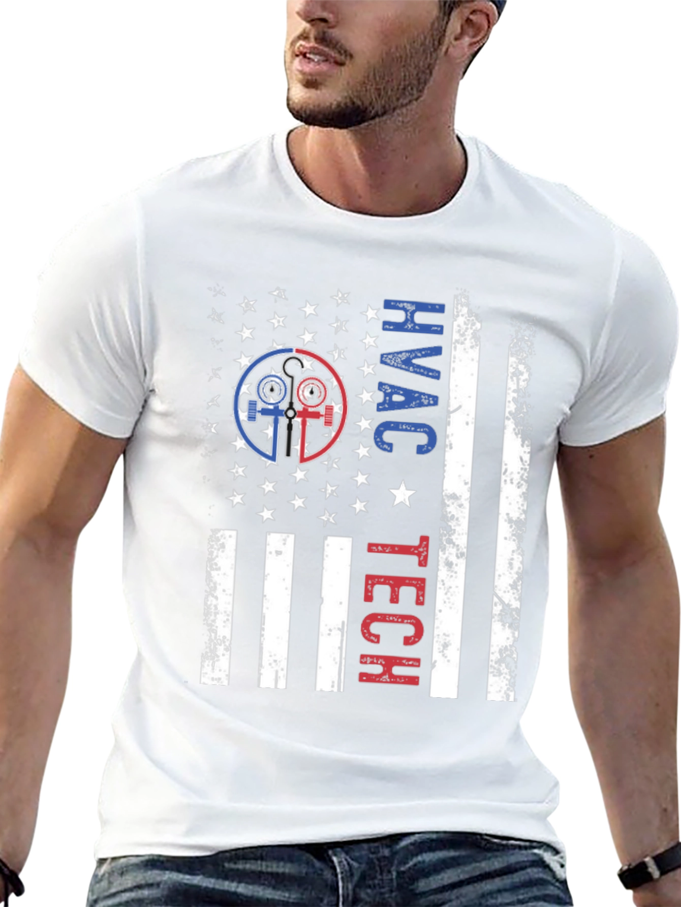 HVAC Tech American Flag Patriotic T-Shirt