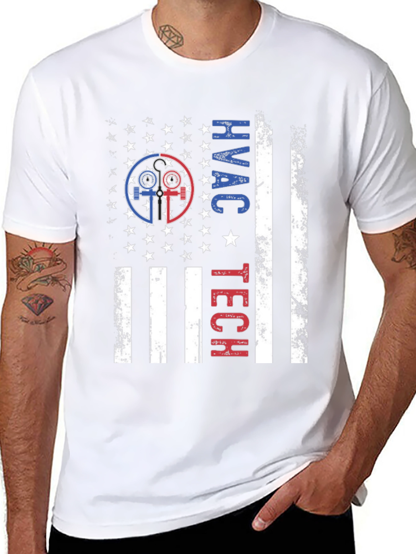 HVAC Tech American Flag Patriotic T-Shirt