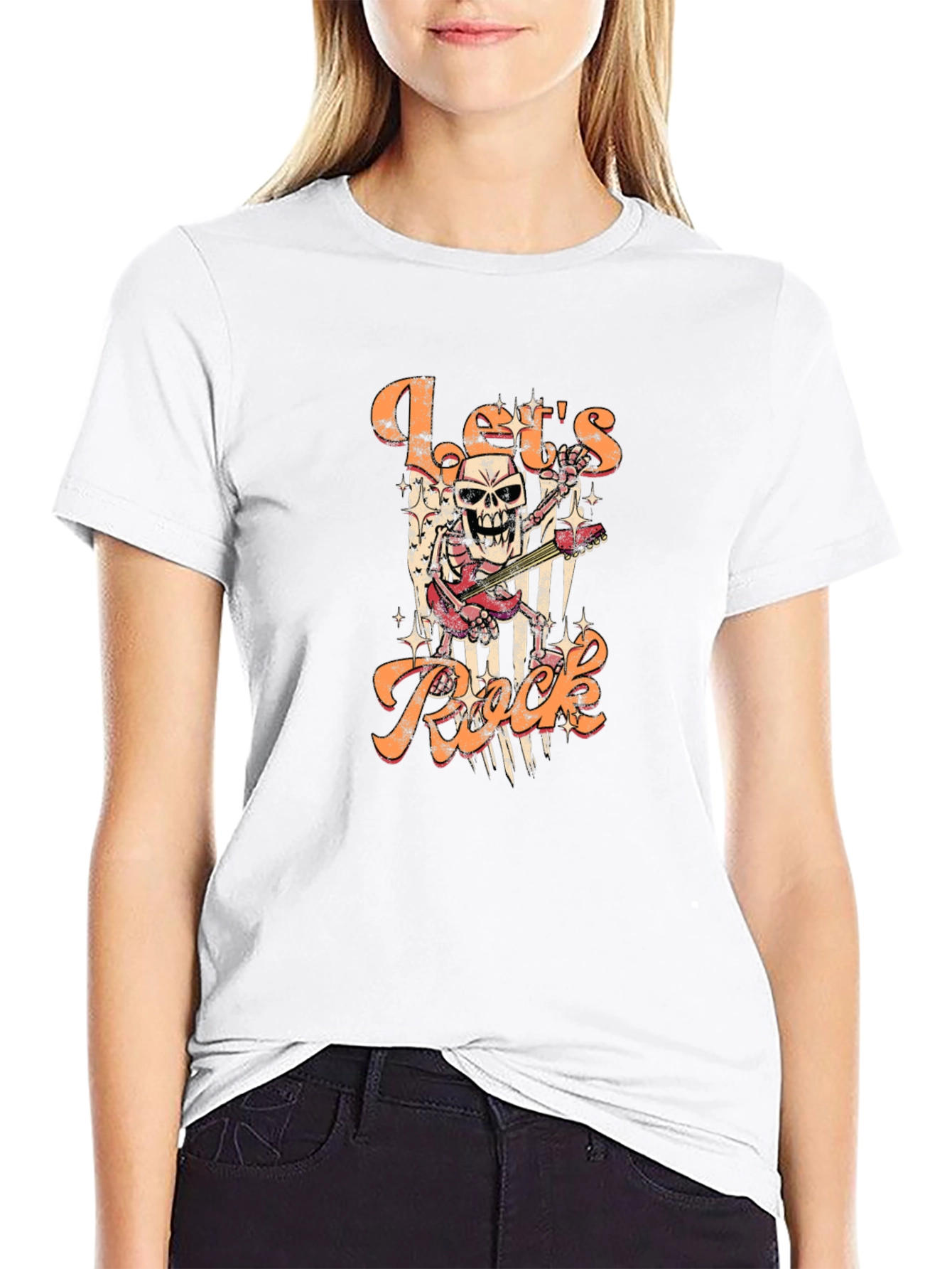 Lets Rock Skeleton Graphic T-Shirt