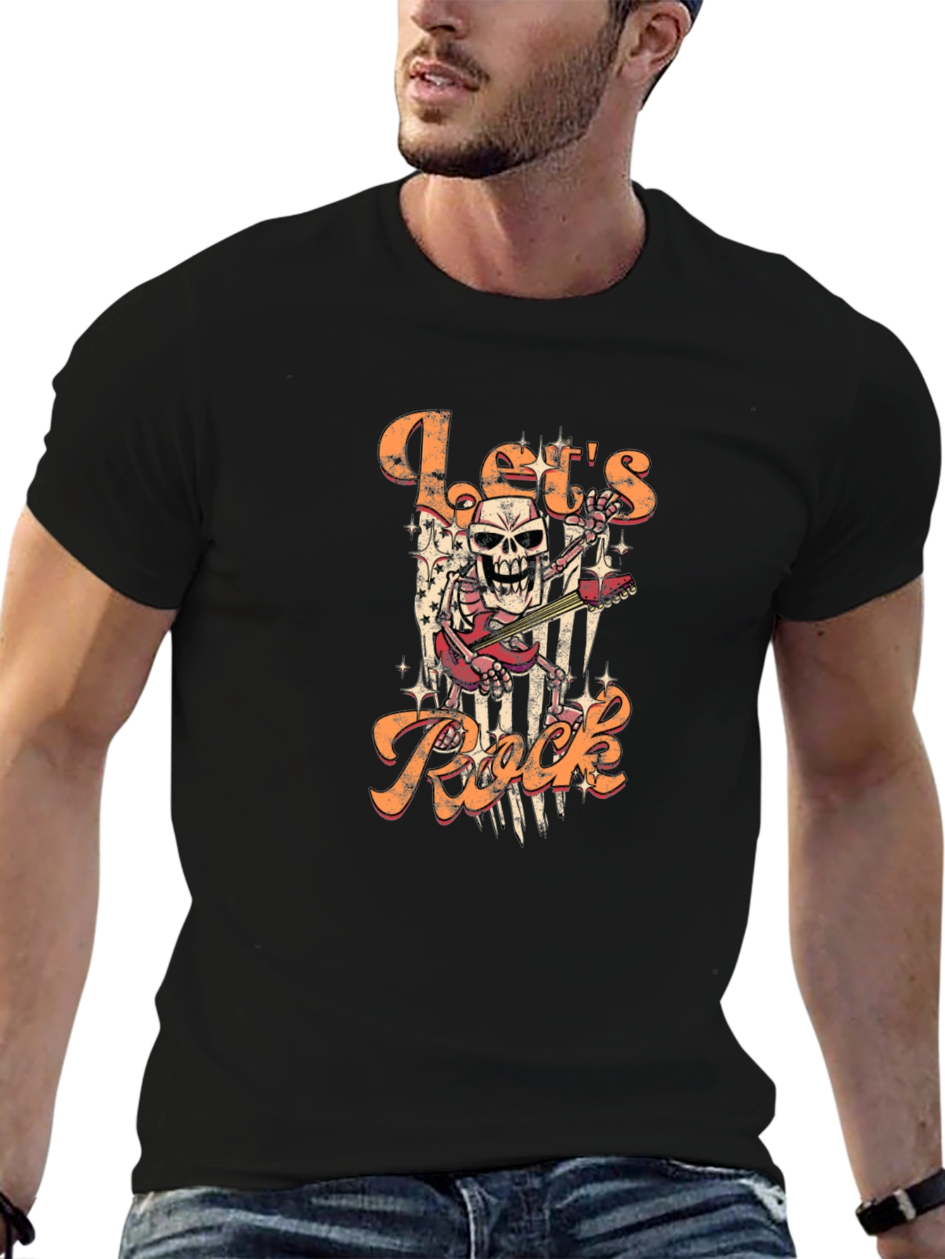 Lets Rock Skeleton Graphic T-Shirt
