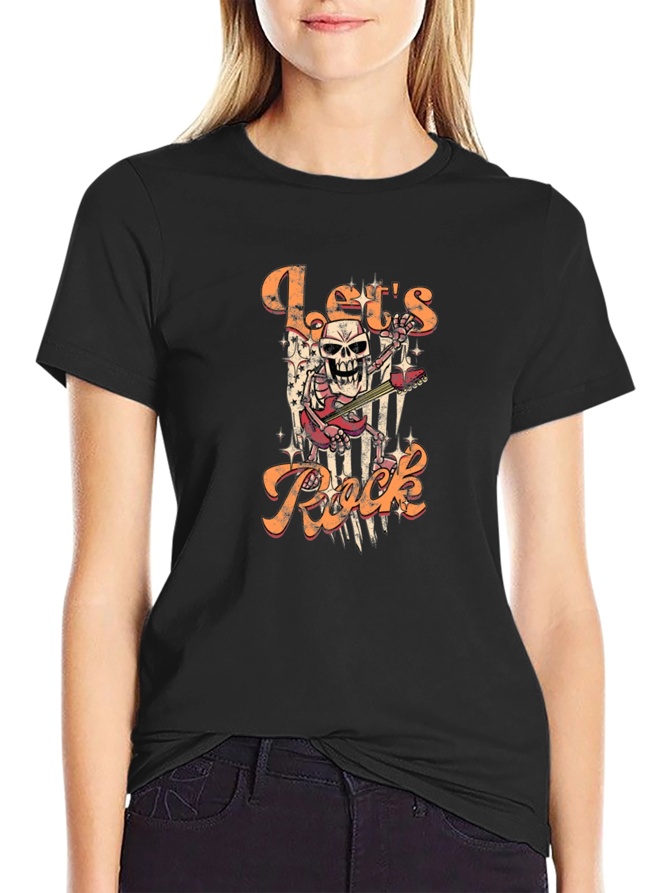 Lets Rock Skeleton Graphic T-Shirt