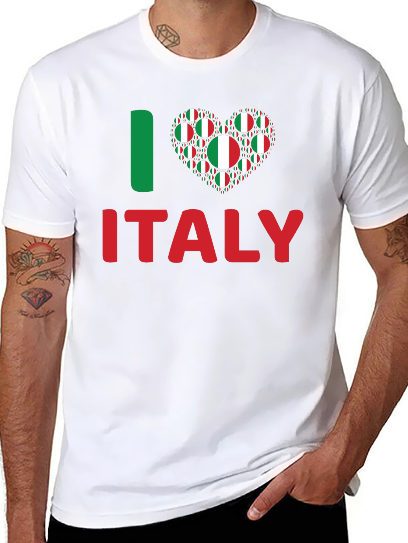 I Love Italy T-Shirt - Italian Flag Heart Design