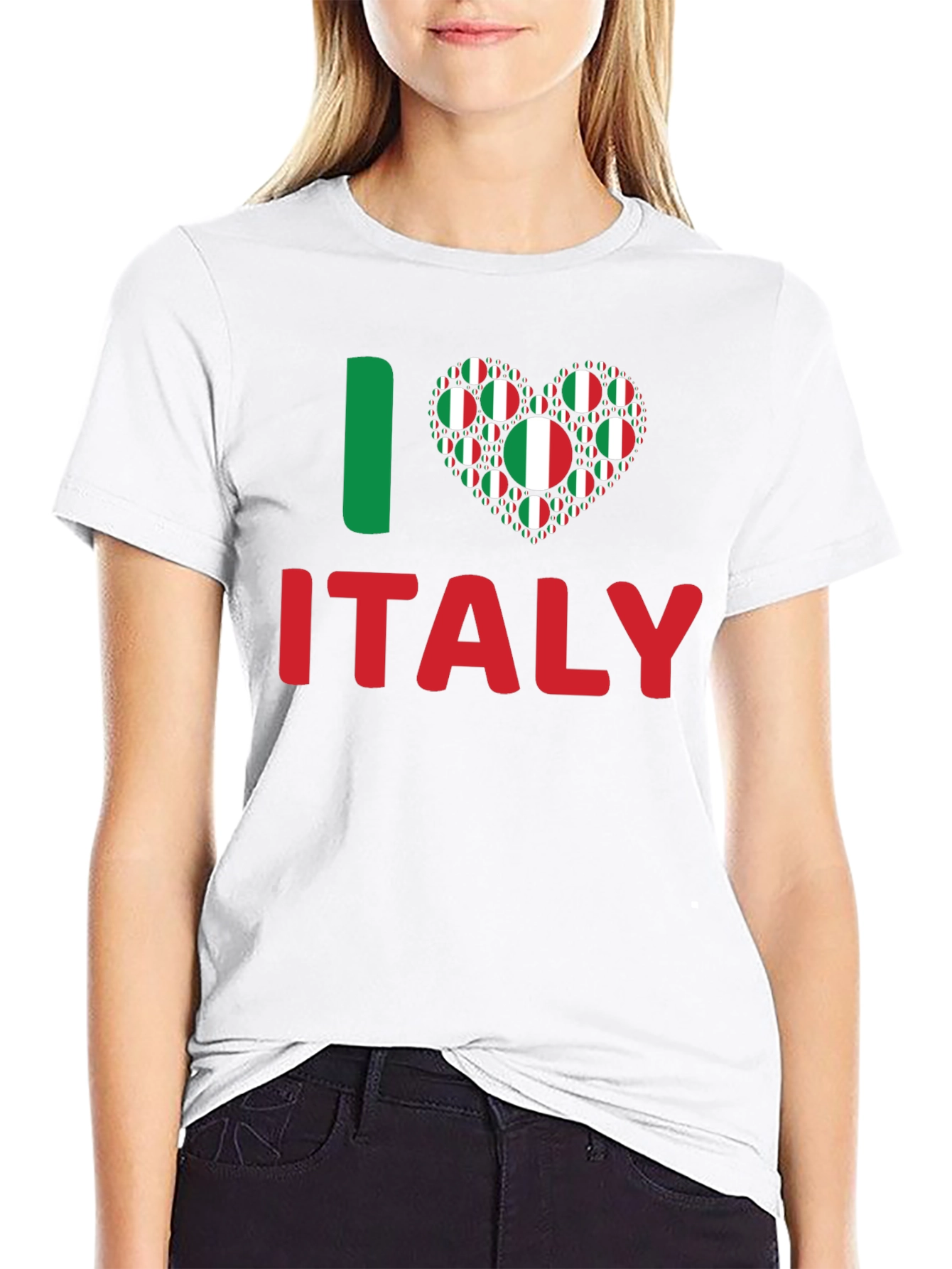 I Love Italy T-Shirt - Italian Flag Heart Design