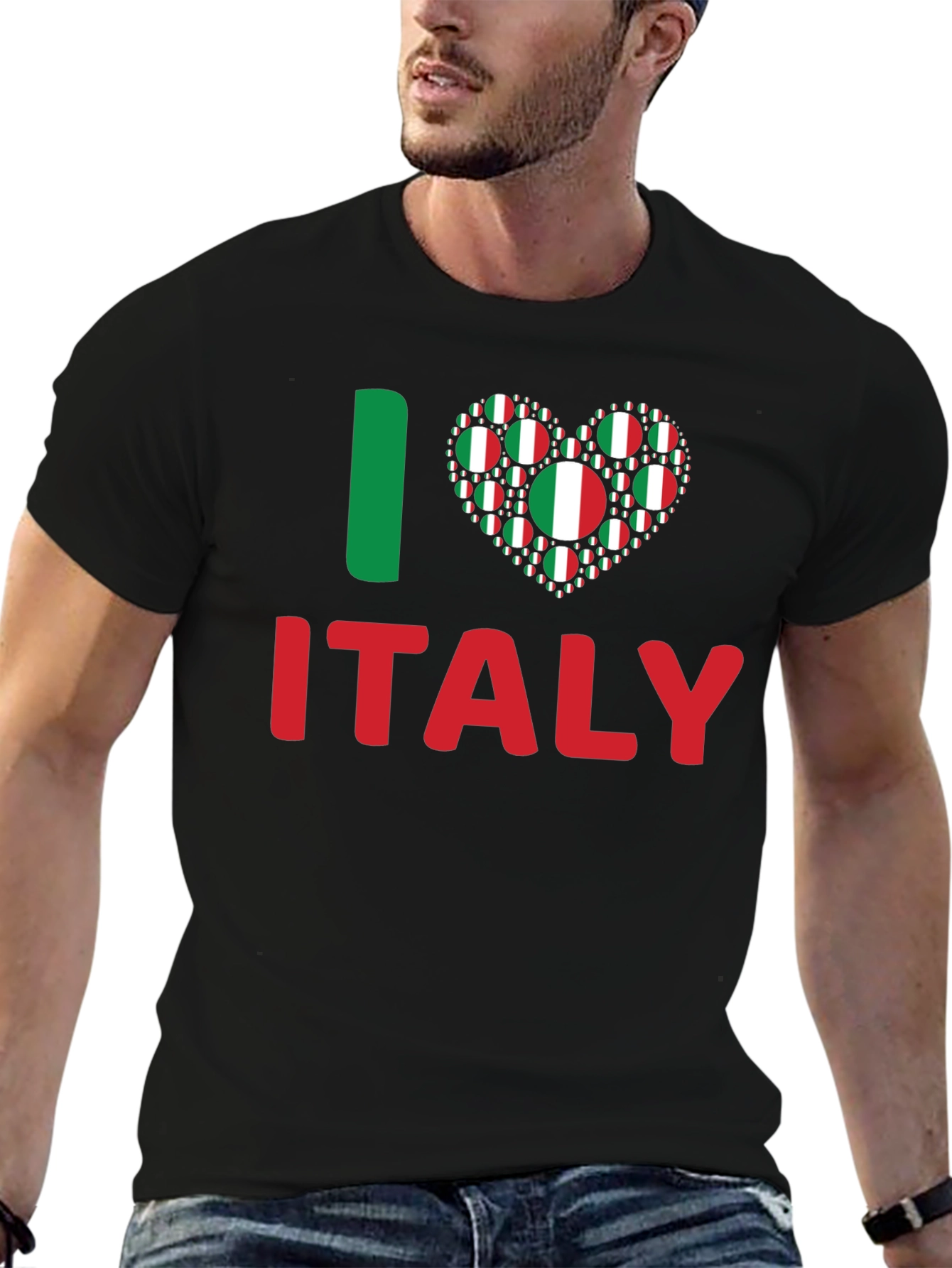 I Love Italy T-Shirt - Italian Flag Heart Design