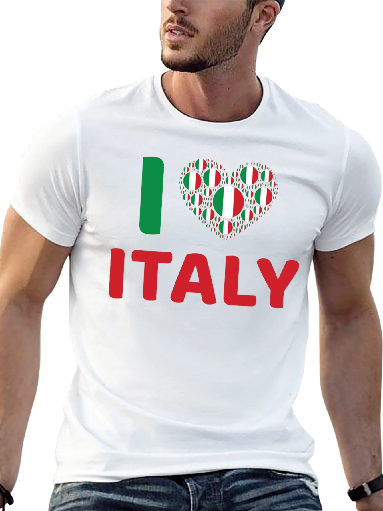 I Love Italy T-Shirt - Italian Flag Heart Design