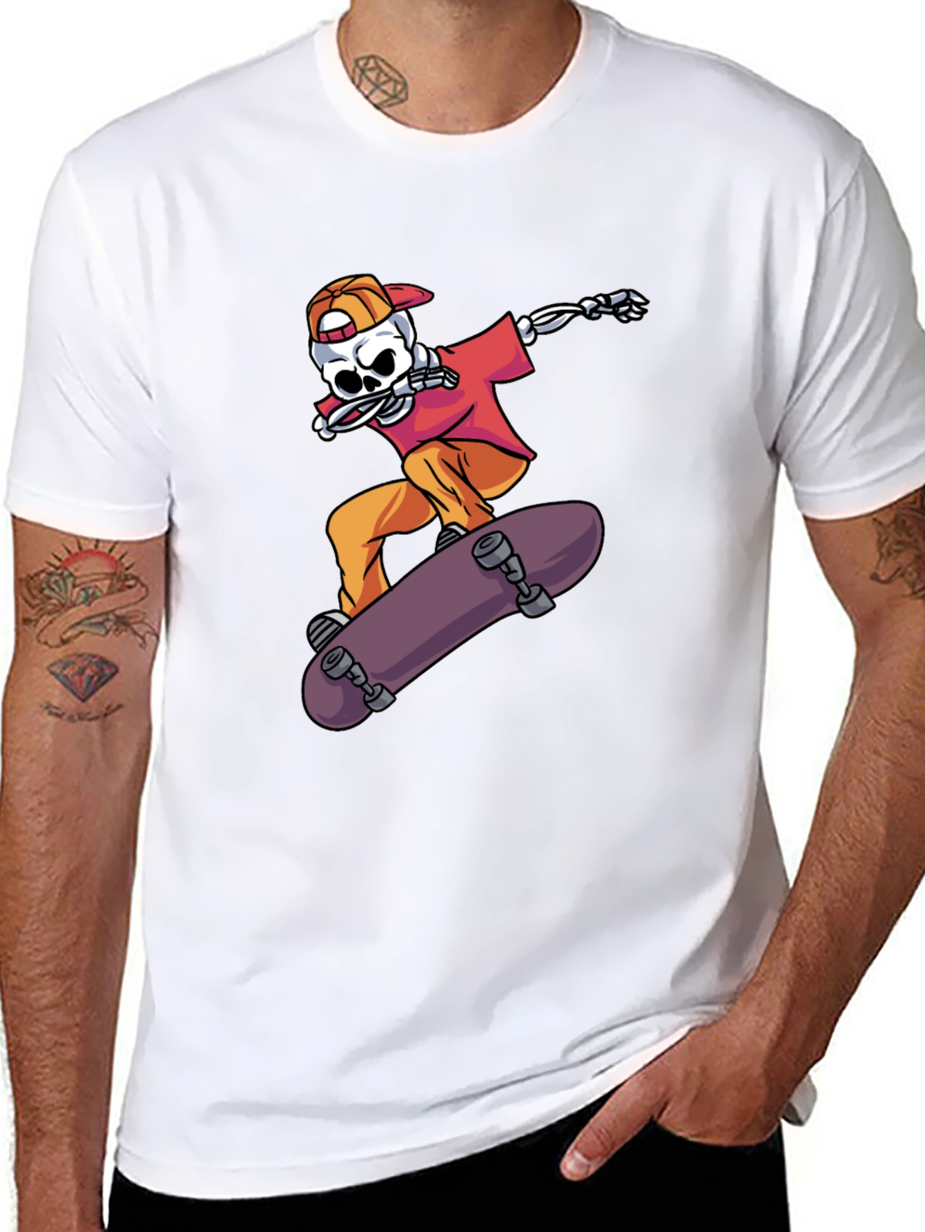 Skateboarding Skeleton Graphic Tee - Cool & Edgy Style
