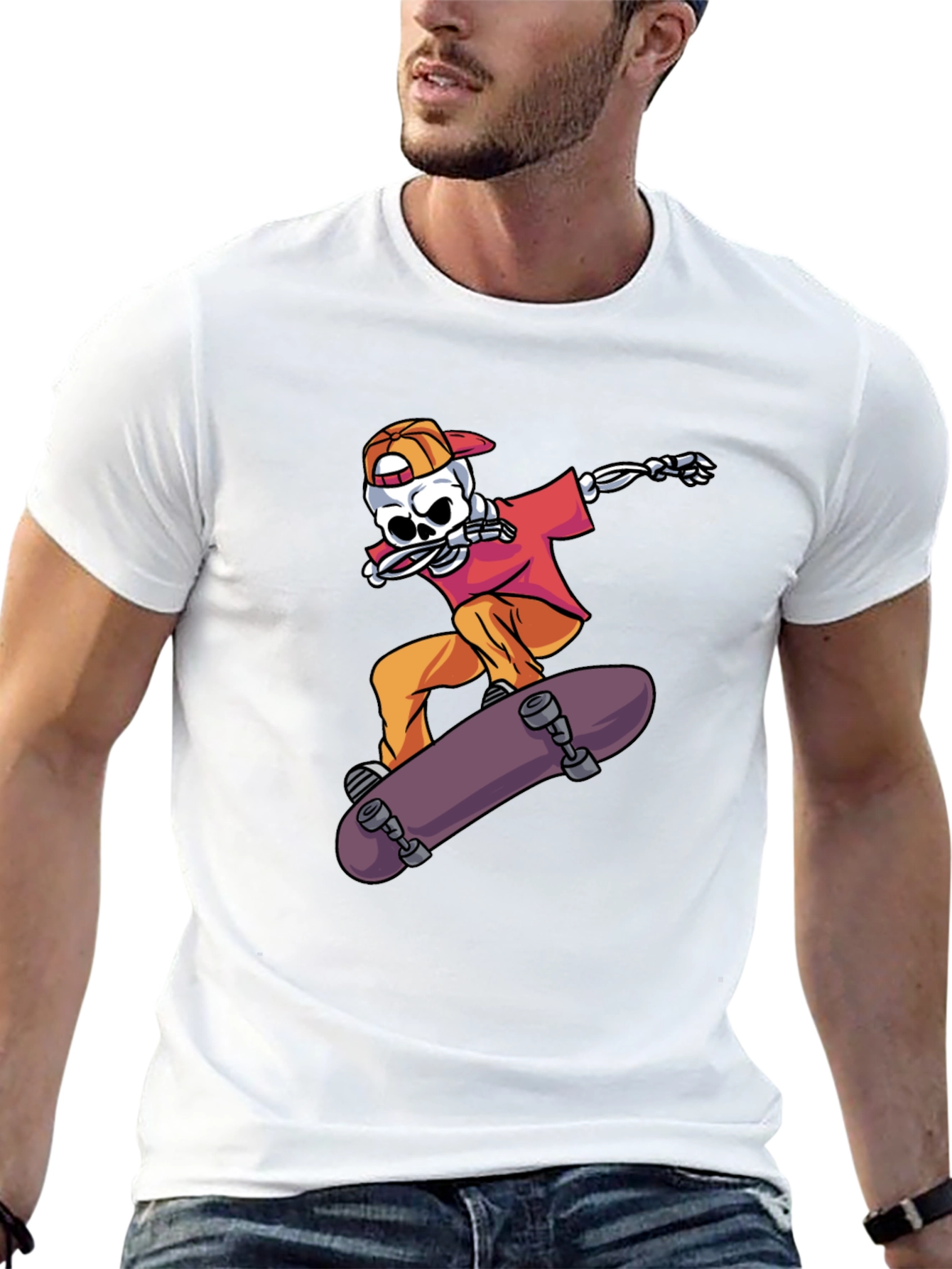 Skateboarding Skeleton Graphic Tee - Cool & Edgy Style