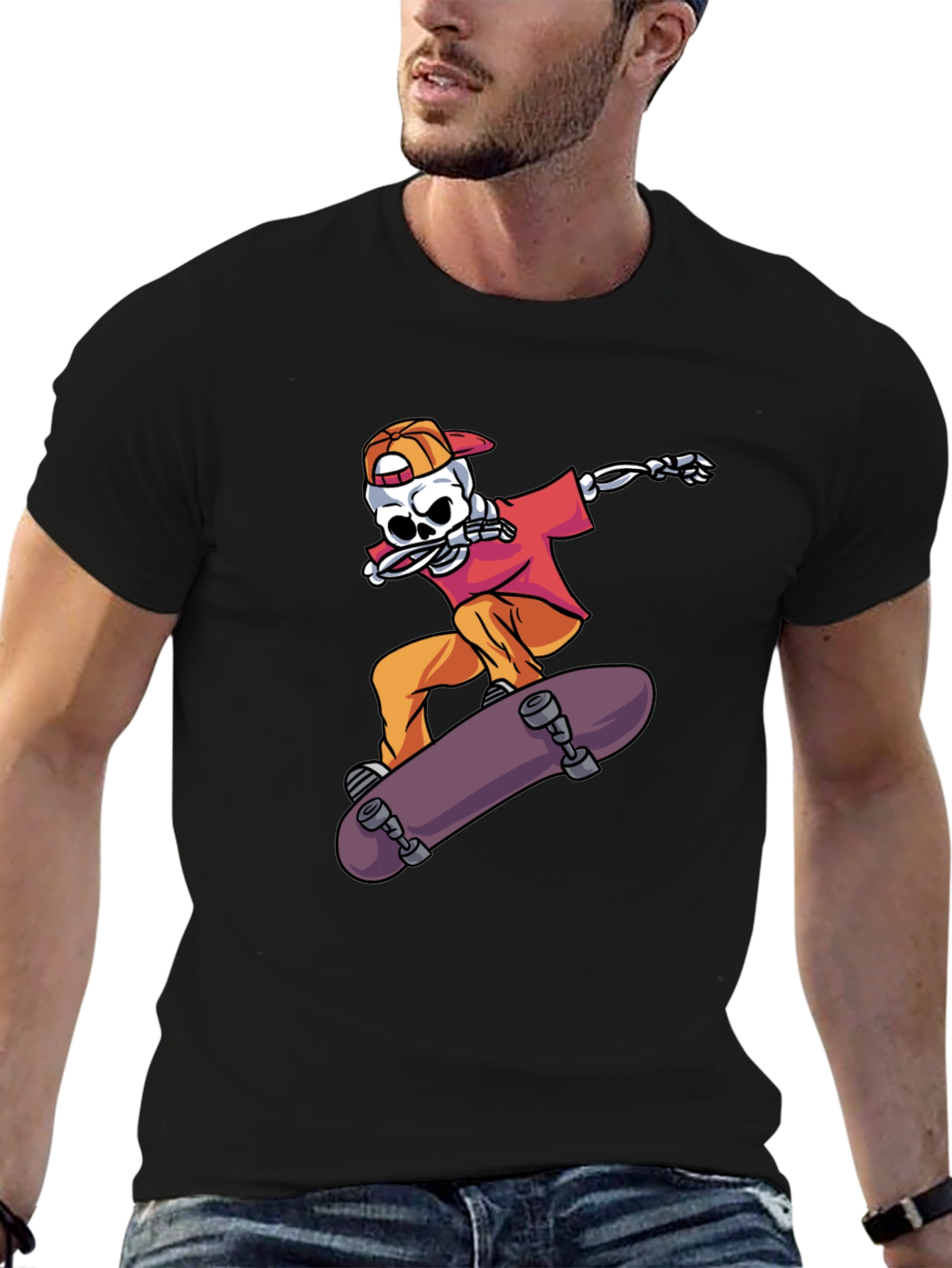 Skateboarding Skeleton Graphic Tee - Cool & Edgy Style