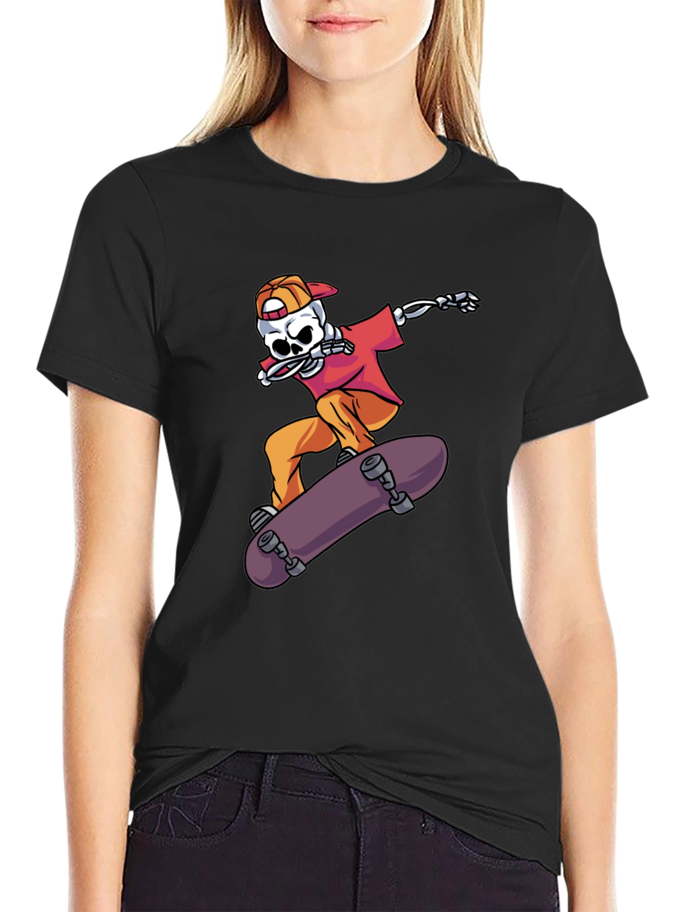 Skateboarding Skeleton Graphic Tee - Cool & Edgy Style