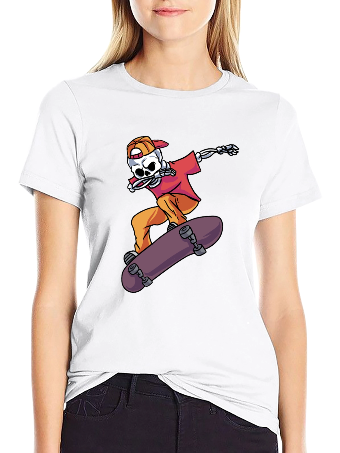 Skateboarding Skeleton Graphic Tee - Cool & Edgy Style