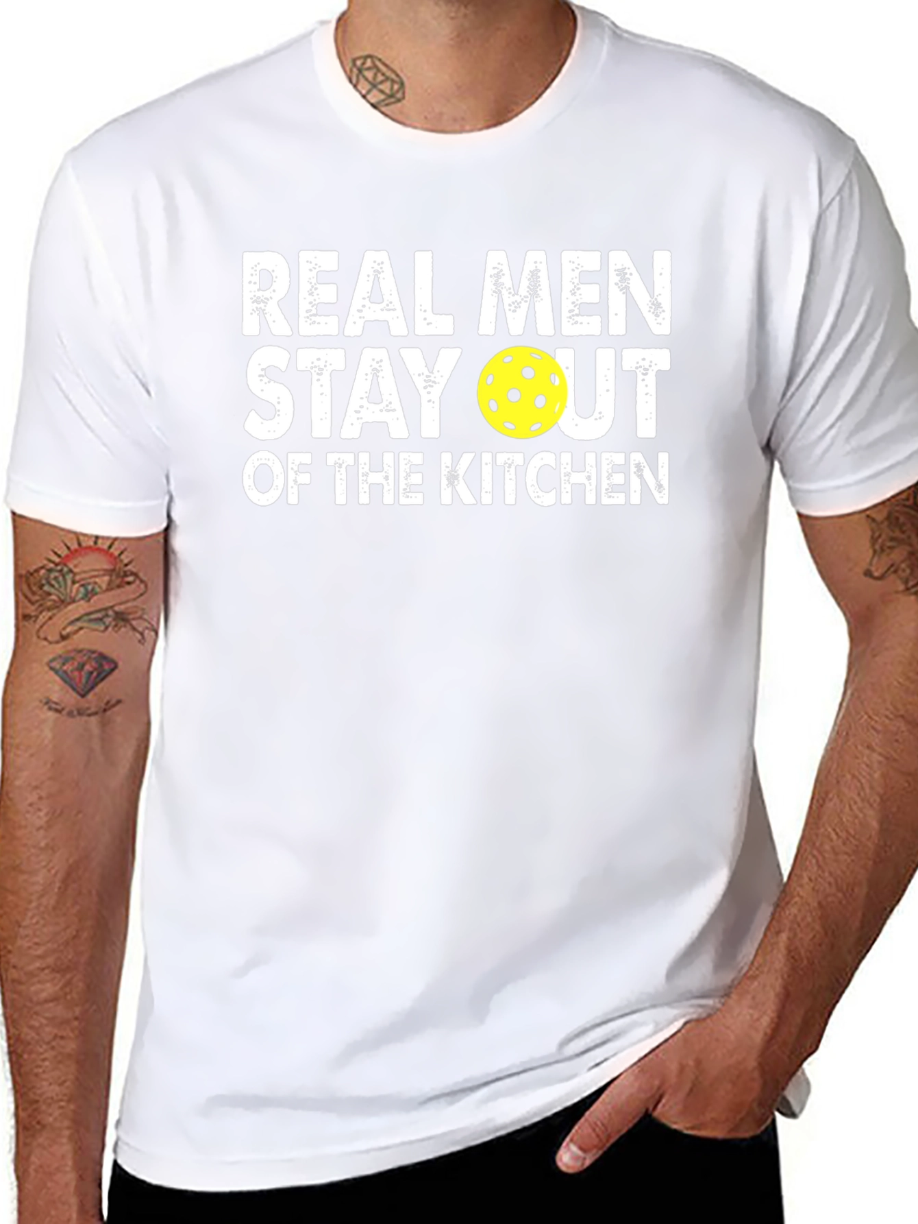 Real Men Stay Out of the Kitchen Pickleball T-Shirt
