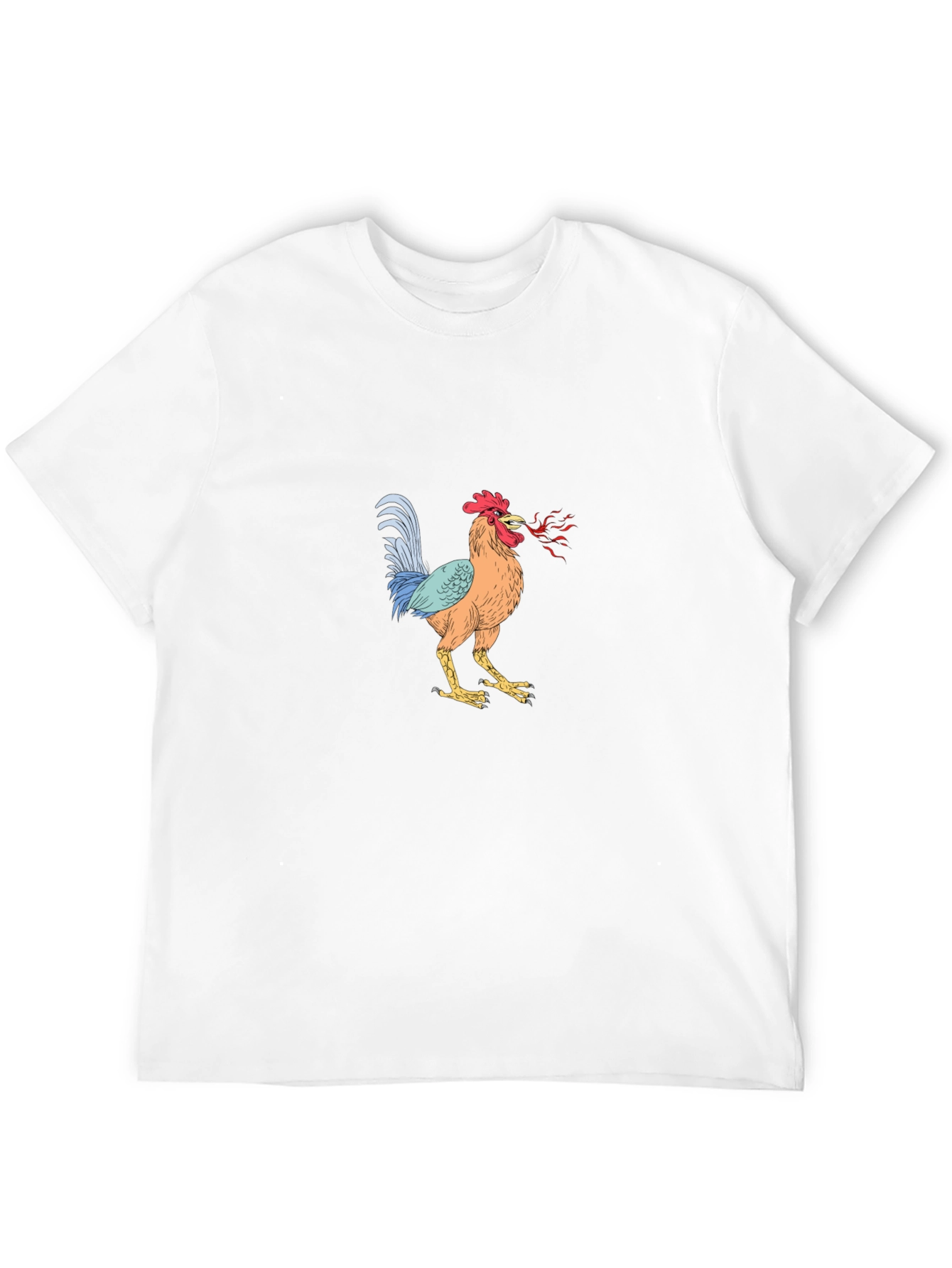 Mens Black T-Shirt with Rooster Graphic