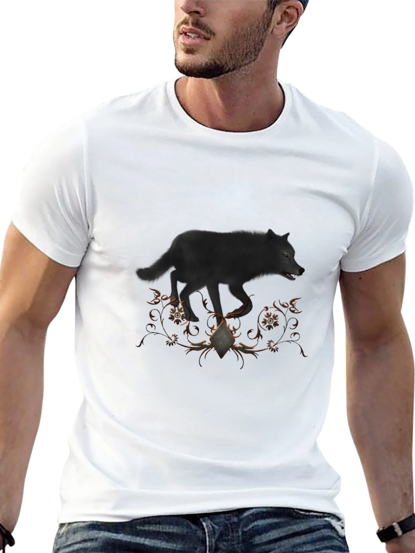 Black Wolf Graphic Tee - Unique Design Shirt