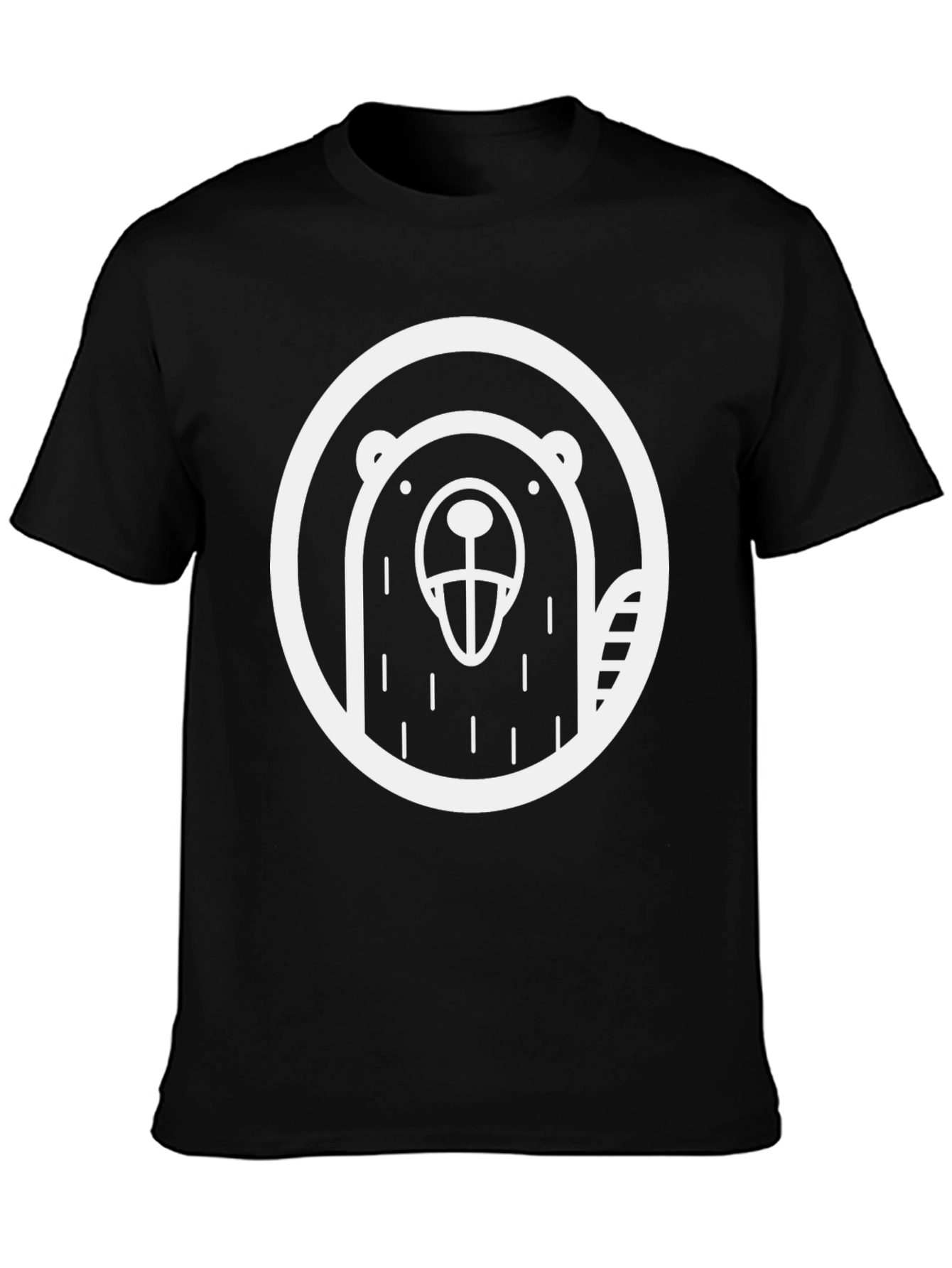 Black T-Shirt with Bold Beaver Graphic