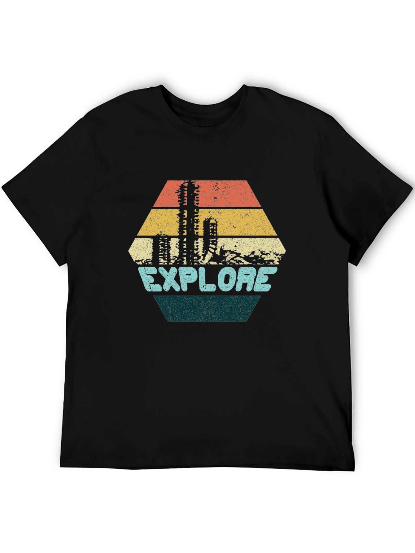 Explore Graphic Tee - Retro Desert Cactus Design