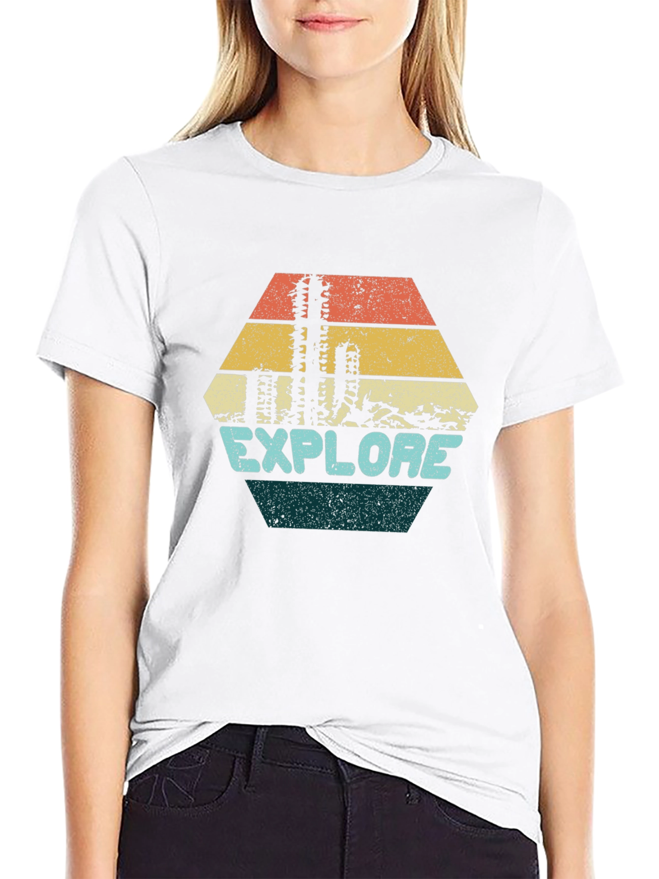 Explore Graphic Tee - Retro Desert Cactus Design