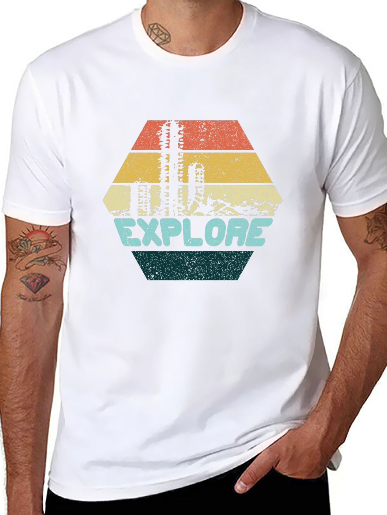 Explore Graphic Tee - Retro Desert Cactus Design