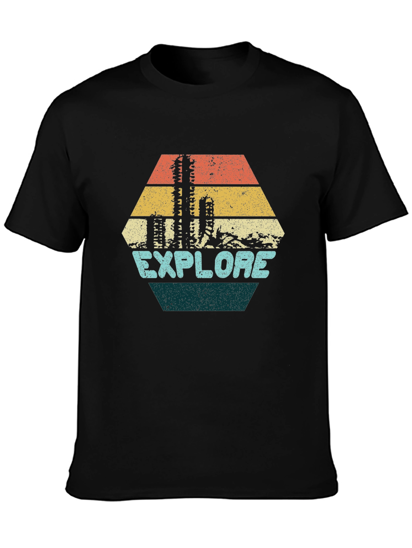 Explore Graphic Tee - Retro Desert Cactus Design