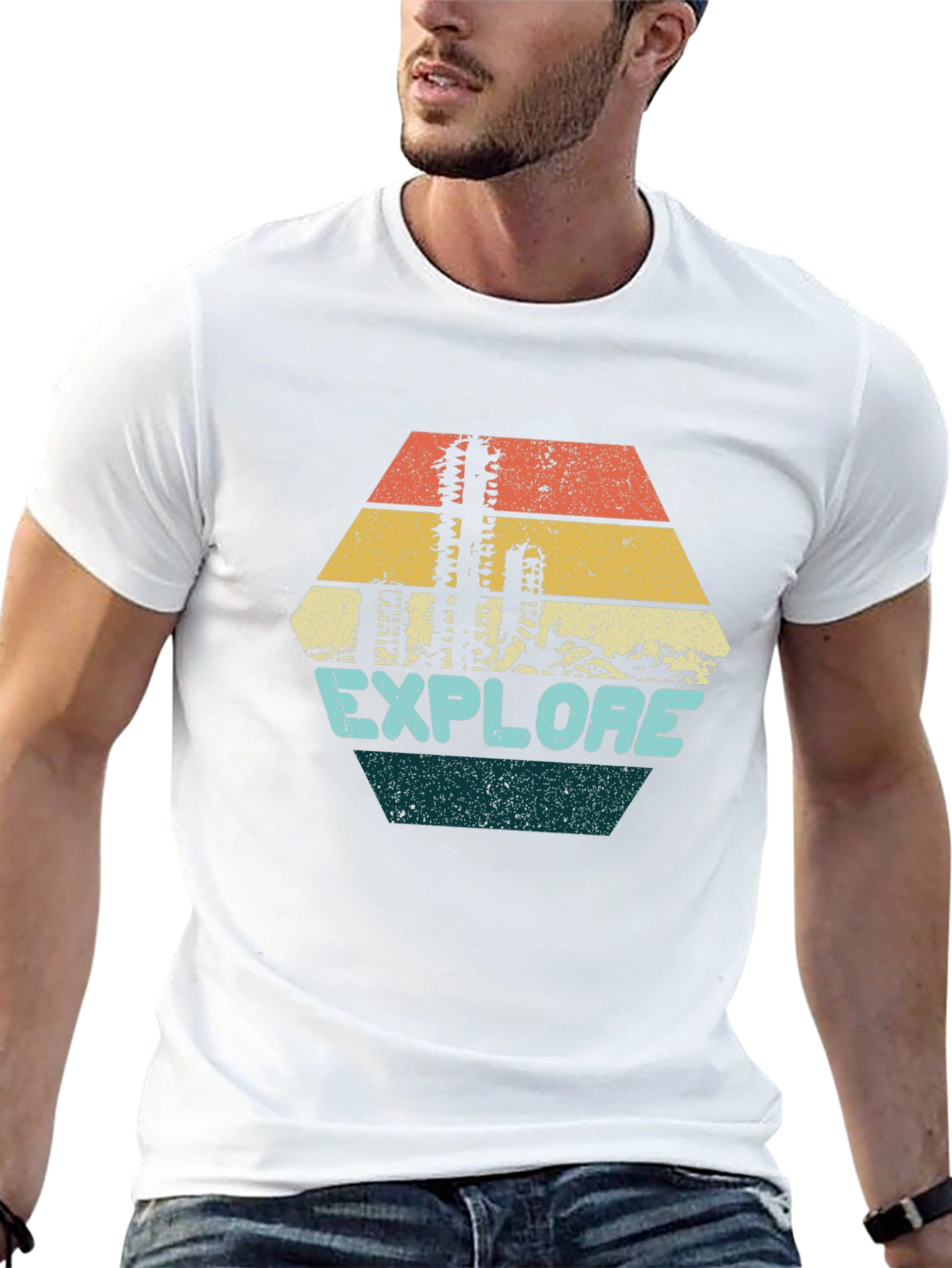 Explore Graphic Tee - Retro Desert Cactus Design