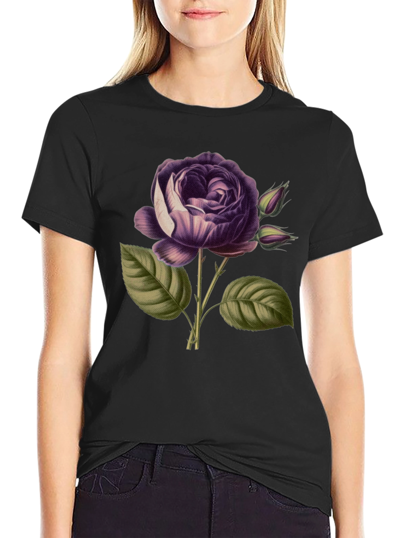 Elegant Rose Graphic Tee - Stylish Floral Design